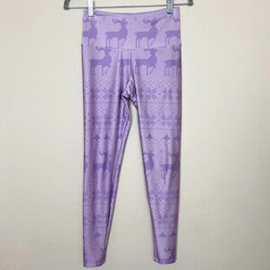 Goldsheep Reindeer Snowflake‎ Christmas Purple Leggings